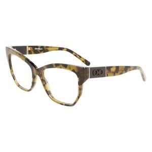 Salvatore Ferragamo Eyeglass Frame Women Cateye Green Tortoise Acetate 54/17/140